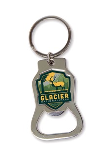 Glacier NP Elk Emblem Bottle Opener Key Ring