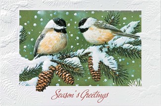 Chickadee Chat | Bird themed boxed Christmas cards