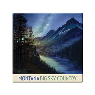 Montana Big Sky Country Square Magnet | Metal Magnet