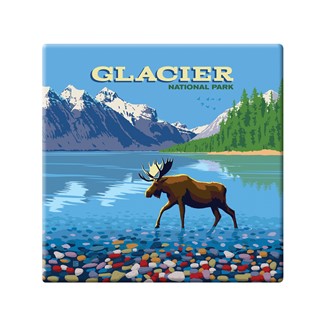 Glacier NP Moose Square Magnet | Metal Magnet