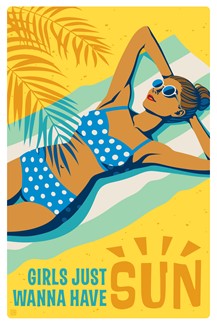 Girls Just Wanna Have Sun Magnetic Postcard