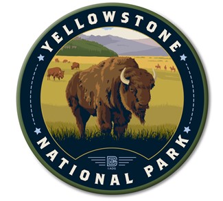 Yellowstone NP Bison Field Circle Magnet | Made In The USA