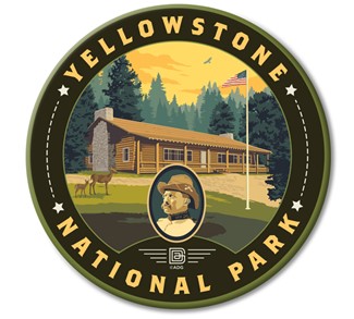 Yellowstone NP Roosevelt Lodge Circle Magnet