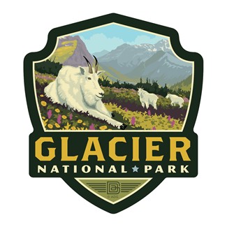 Glacier National Park Goats in the Valley Emblem Magnet