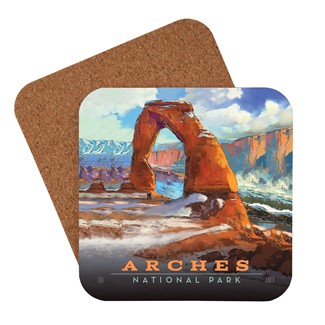 Arches NP Snowy Delicate Arch Coaster | Made in USA