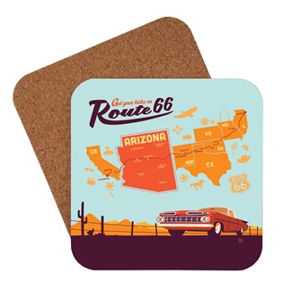 Route 66 Map AZ Coaster | USA Made