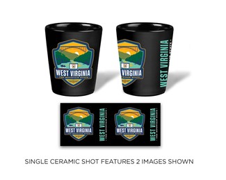 WV State Pride Emblem Ceramic Shot Glass