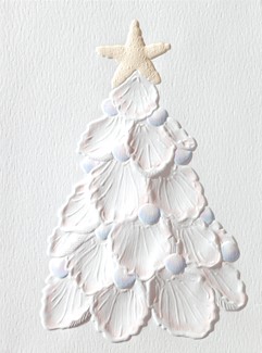 Pearly Shell Tree | Embossed Coastal Christmas cards