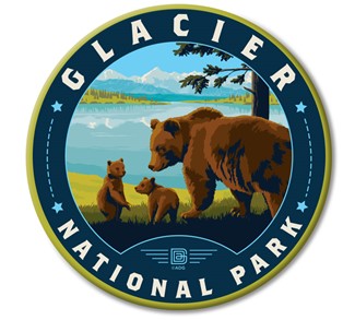 Wildlife Bears Glacier NP Circle Magnet