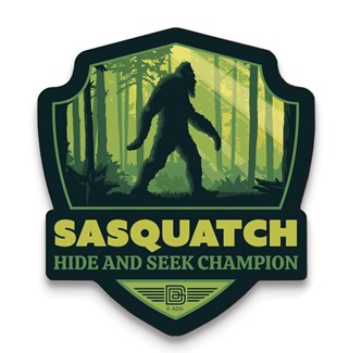 Sasquatch Hide and Seek Champion Emblem Wood Magnet  | American Made