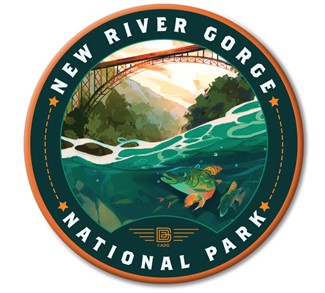 New River Gorge National Park & Preserve Fish-Eye View Circle Magnet