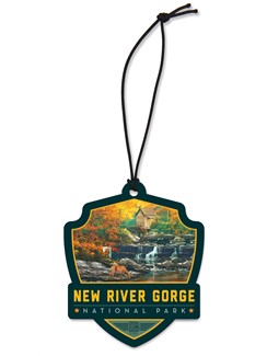 New River Gorge NP & Preserve Fall Colors Emblem Wood Ornament