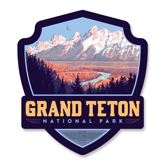 Grand Teton NP Snake River Valley Emblem Wooden Magnet