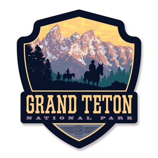 Grand Teton NP Ridin' High Emblem Wooden Magnet | American Made