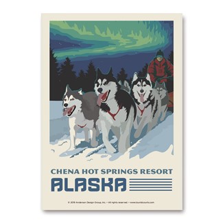Chena Hot Springs Dog Sled Vert Sticker | Vertical Sticker