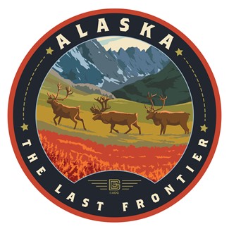 Alaska Frontier Caribou Circle Sticker