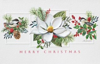 Magnolia & Chickadees | Bird themed boxed Christmas cards