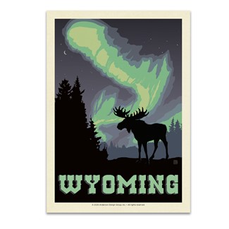 Wyoming Northern Lights Moose Postcard | Postcard