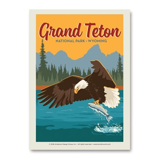Grand Teton NP Eagle & Salmon Vertical Sticker | American Made