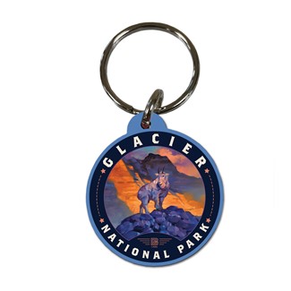 Glacier NP Mountain Goat Circle Wood Key Ring| American Made