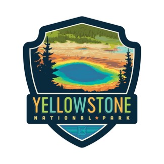Yellowstone NP Grand Prismatic Small Emblem Sticker Made in the USA