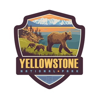 Yellowstone NP Yellowstone Lake Small Emblem Sticker Made in the USA