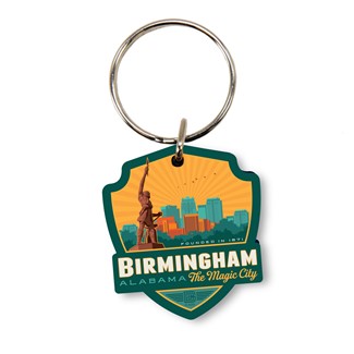 Birmingham Alabama Emblem Wood Key Ring