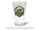 Yellowstone National Park Stagecoach Adventure Emblem Pub Glass