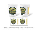 Yellowstone National Park Stagecoach Adventure Emblem Ceramic Shot Glass