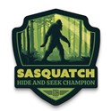 Sasquatch Hide and Seek Champion Emblem Wood Magnet