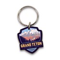 Grand Teton Snake River Valley Emblem Wooden Key Ring