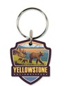 Yellowstone Lake Emblem Wood Key Ring