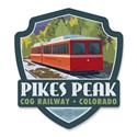 Pikes Peak Colorado Cog Railway Emblem Wood Magnet