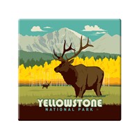 Yellowstone National Park Elk Square Magnet