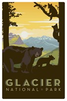 Glacier National Park Mama Bear & Cubs Magnetic Postcard