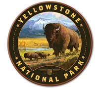 Yellowstone NP American Bison Circle Magnet