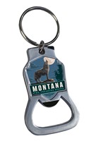 Montana Wolf Emblem Bottle Opener Keyring