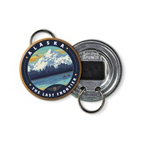 Alaska Wrangell Kayaks Circle Bottle Opener Keyring