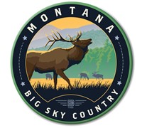 MT Big Sky Country Elk Circle Magnet