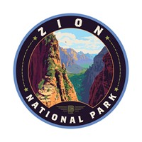 Zion NP Ascent to Angels Landing Circle Sticker