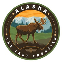 Alaska Frontier Moose Circle Sticker
