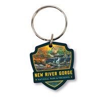 New River Gorge NP & Preserve Fall Colors Wood Key Ring 1/8