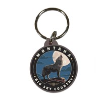 Montana Wolf Circle Wood Key Ring