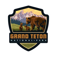 Grand Teton NP Wildlife Bears Small Emblem Sticker
