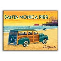 Santa Monica Pier CA Woodie Magnet