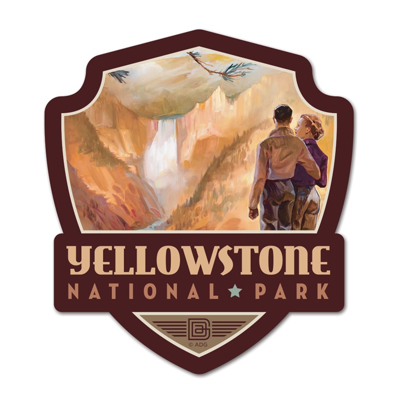 Yellowstone National Park Yellowstone Falls Emblem Wooden Magnet ...